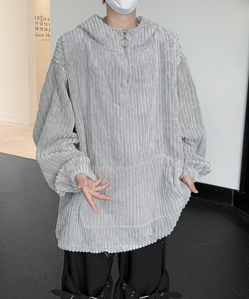 【セール】【FVLMEN】corduroy half zip pullover parka/コーデュロイ ハーフ ジップ プルオーバー パーカー（パーカー）｜FVLMEN（フルメン）