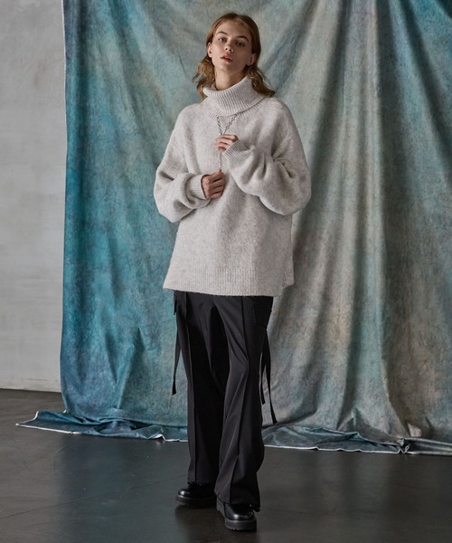 SERACE】Loose melange turtle neck knit / ルーズメランジ