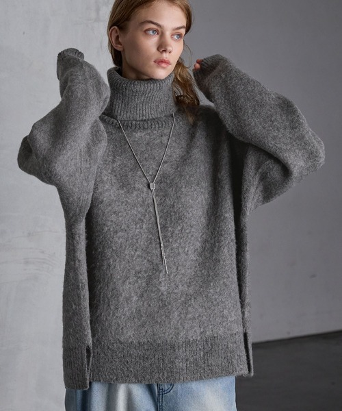 SERACE】Loose melange turtle neck knit / ルーズメランジ