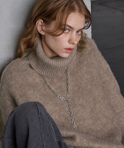 SERACE(セラス)の「【SERACE】Loose melange turtle neck knit / ルーズメランジタートルネックニット(ニット/セーター・メンズ・オフホワイト/ブラウン系/ブラック・L/M)」の10枚目の写真