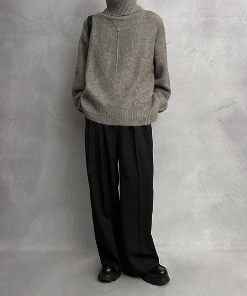 SERACE】Loose melange turtle neck knit / ルーズメランジ