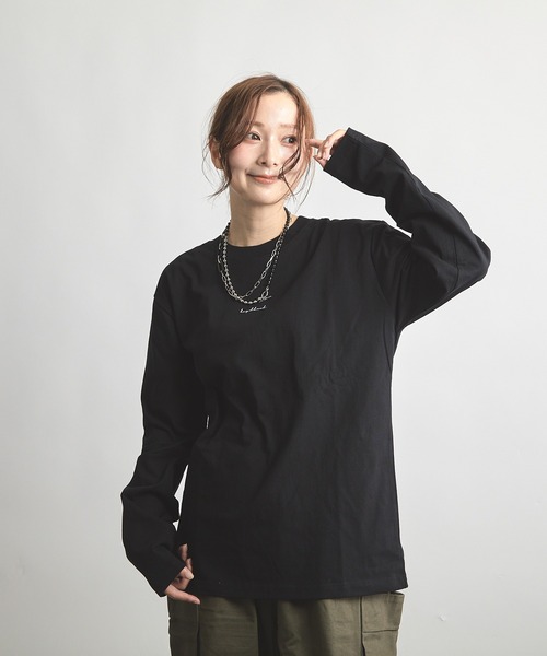 B'day(ビーデイ)の「ヘヴィウェイト天竺 プリント 長袖 クルーネック(Tシャツ/カットソー・レディース・ブラック/ホワイト/ベージュ・LARGE/MEDIUM)」の8枚目の写真