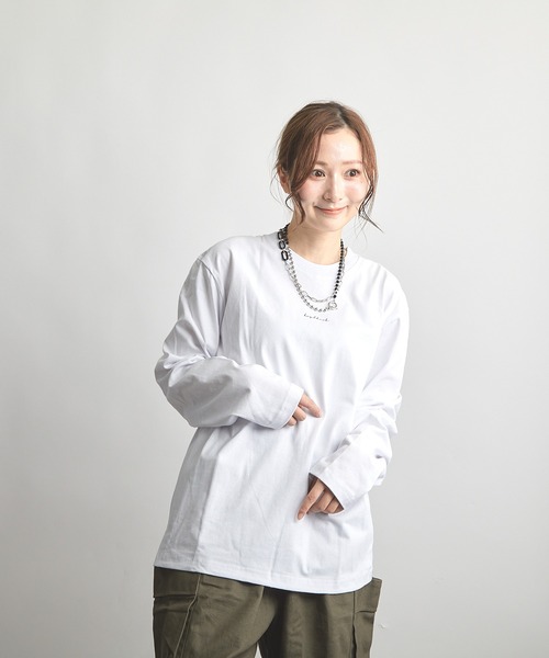 B'day(ビーデイ)の「ヘヴィウェイト天竺 プリント 長袖 クルーネック(Tシャツ/カットソー・レディース・ブラック/ホワイト/ベージュ・LARGE/MEDIUM)」の21枚目の写真