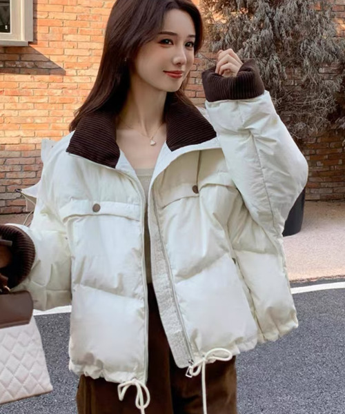 セール】コーデュロイ ドッキング 配色 中綿ダウンジャケット（ダウン