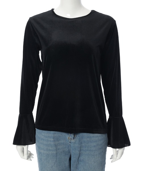 セール】フレアスリーブベロアトップス（Tシャツ/カットソー）｜Edit  