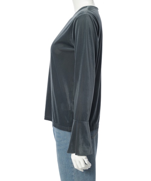 Edit Sheen（エディットシーン）の「フレアスリーブベロアトップス（Tシャツ/カットソー・レディース・ブラック/チャコールグレー・M）」の12枚目の写真