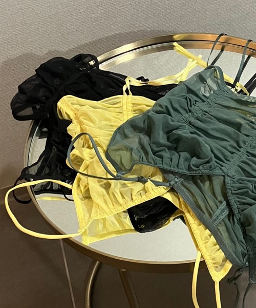 AMPHI（アンフィ）の「シアービスチェ キャミソール（インナーウェア/肌着・レディース・ブラック/イエロー/カーキ・MEDIUM）」の13枚目の写真