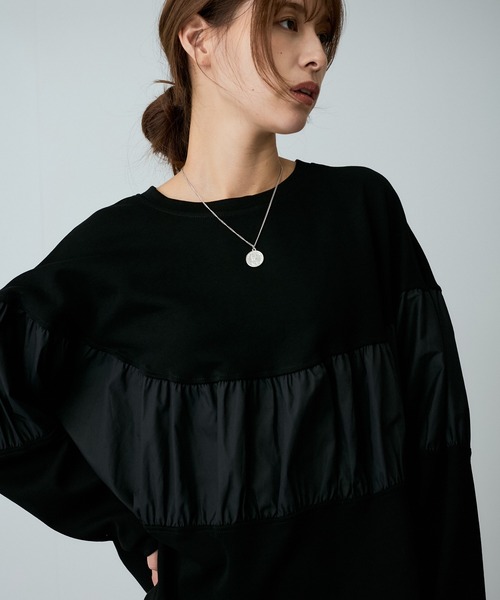 Jayro（ジャイロ）の「異素材切替スウェット（Tシャツ/カットソー・レディース・ブラック・FREE）」の3枚目の写真