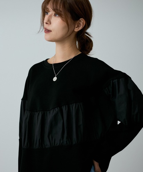 Jayro（ジャイロ）の「異素材切替スウェット（Tシャツ/カットソー・レディース・ブラック・FREE）」の4枚目の写真
