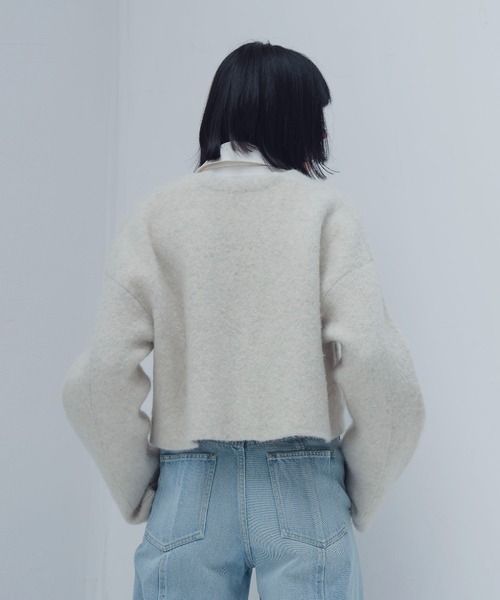 DRESSLAVE(ドレスレイブ)の「yak alpaca collarless jacket(ヤクアルパカカラーレスショート丈ジャケット)(ノーカラージャケット・レディース・ホワイト/ブラック・38)」の4枚目の写真
