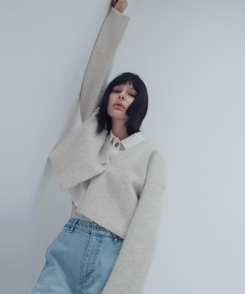 DRESSLAVE(ドレスレイブ)の「yak alpaca collarless jacket(ヤクアルパカカラーレスショート丈ジャケット)(ノーカラージャケット・レディース・ホワイト/ブラック・38)」の7枚目の写真