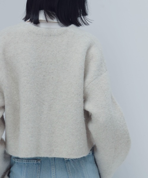 DRESSLAVE(ドレスレイブ)の「yak alpaca collarless jacket(ヤクアルパカカラーレスショート丈ジャケット)(ノーカラージャケット・レディース・ホワイト/ブラック・38)」の8枚目の写真