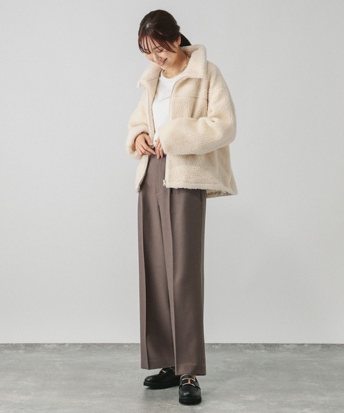 GLOBAL WORK（グローバルワーク）の「ボアスタンドブルゾン/115435（ブルゾン・レディース・チャコール/モカ/アイボリー・FREE）」の5枚目の写真