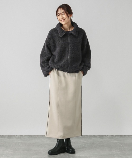 GLOBAL WORK（グローバルワーク）の「ボアスタンドブルゾン/115435（ブルゾン・レディース・チャコール/モカ/アイボリー・FREE）」の9枚目の写真