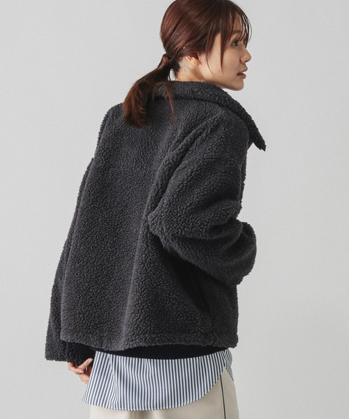 GLOBAL WORK（グローバルワーク）の「ボアスタンドブルゾン/115435（ブルゾン・レディース・チャコール/モカ/アイボリー・FREE）」の10枚目の写真