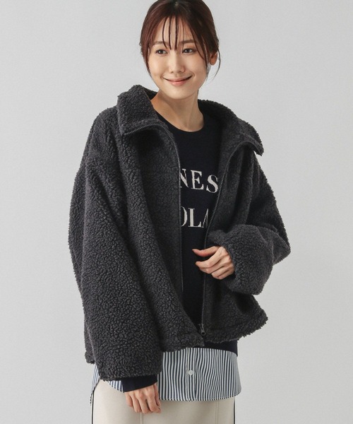 GLOBAL WORK（グローバルワーク）の「ボアスタンドブルゾン/115435（ブルゾン・レディース・チャコール/モカ/アイボリー・FREE）」の11枚目の写真