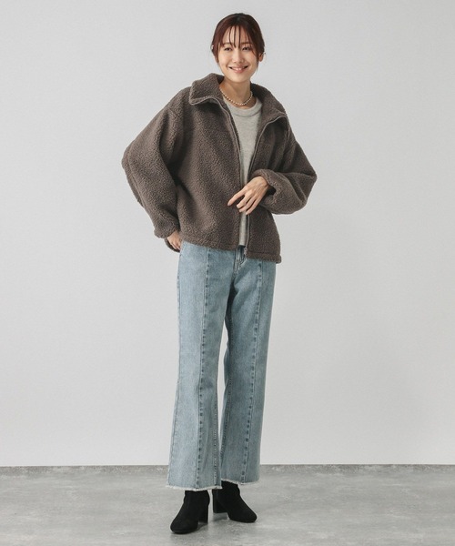 GLOBAL WORK（グローバルワーク）の「ボアスタンドブルゾン/115435（ブルゾン・レディース・チャコール/モカ/アイボリー・FREE）」の13枚目の写真