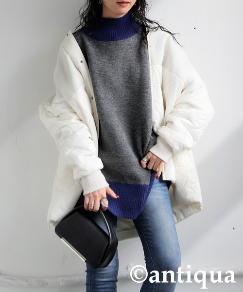 antiqua（アンティカ）の「配色ハイネックニット（ニット/セーター・レディース・グレー/ブラック・ONESIZE）」の11枚目の写真