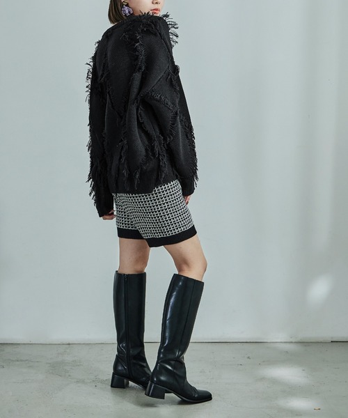 Fashion Letter(ファッションレター)の「ジグザグフリンジ オーバーサイズニット(ニット/セーター・レディース・アイボリー/ブラック・M)」の19枚目の写真