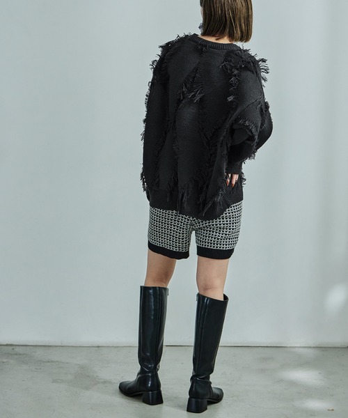 Fashion Letter(ファッションレター)の「ジグザグフリンジ オーバーサイズニット(ニット/セーター・レディース・アイボリー/ブラック・M)」の21枚目の写真