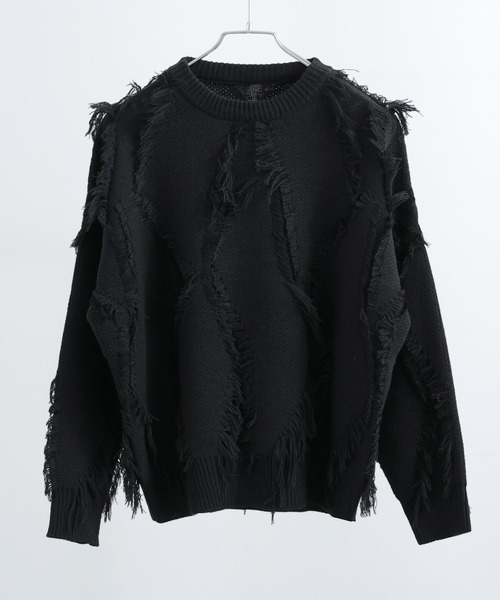 Fashion Letter(ファッションレター)の「ジグザグフリンジ オーバーサイズニット(ニット/セーター・レディース・アイボリー/ブラック・M)」の22枚目の写真