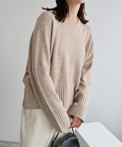 evernavy（エバーネイビー）の「ヘアリー短丈ニットトップス（ニット/セーター・レディース・ネイビー/ベージュ/グレー/ブラック・M）」の13枚目の写真