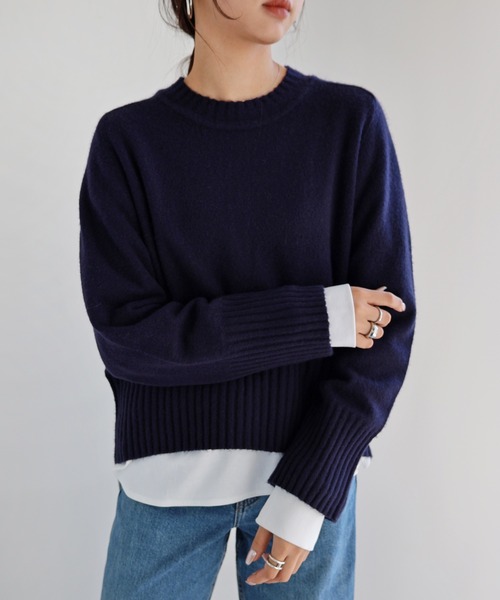 ヘアリー短丈ニットトップス（ニット/セーター）｜evernavy（エバー