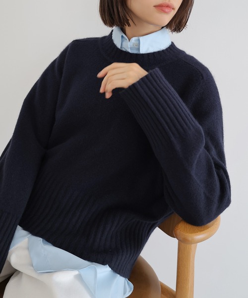 セール】ヘアリー短丈ニットトップス（ニット/セーター）｜evernavy