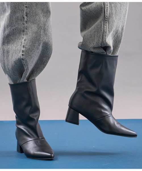 Settimissimo（セッティミッシモ）の「ワイド シャフト ミドル ブーツ（ブーツ・レディース・ベージュ/ブラック・S/M/L）」の6枚目の写真