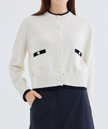 【THE TOKYO/ザトウキョウ】WASHABLE WOOL BICOLOR KNIT CARDIGAN/ウォッシャブルウールバイカラーニットカーディガン