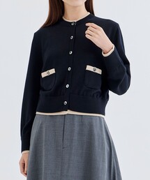 THE TOKYO | 【THE TOKYO/ザトウキョウ】WASHABLE WOOL BICOLOR KNIT CARDIGAN/ウォッシャブルウールバイカラーニットカーディガン(カーディガン/ボレロ)