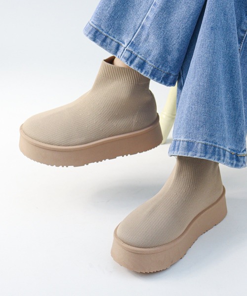 Dedes(デデス)の「軽量厚底 ユニセックス ニットブーツ ソックスブーツ(ブーツ・メンズ・ブラウン/ブラック/ベージュ/グレー・40/38/42/36/44)」の9枚目の写真