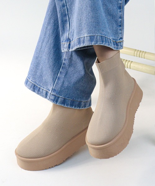 Dedes(デデス)の「軽量厚底 ユニセックス ニットブーツ ソックスブーツ(ブーツ・メンズ・ブラウン/ブラック/ベージュ/グレー・40/38/42/36/44)」の15枚目の写真