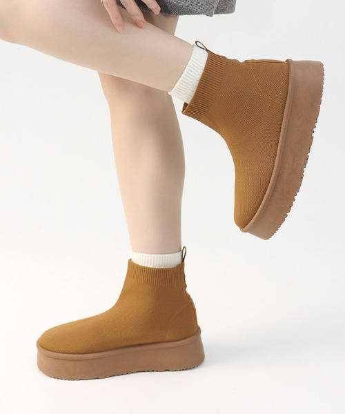 Dedes(デデス)の「軽量厚底 ユニセックス ニットブーツ ソックスブーツ(ブーツ・メンズ・ブラウン/ブラック/ベージュ/グレー・40/38/42/36/44)」の19枚目の写真