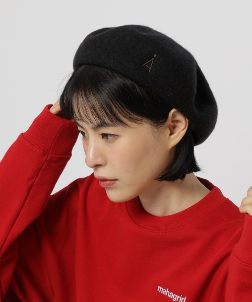 ALAND（エーランド）の「【UNISEX】ALAND／Aロゴベレー（ハンチング/ベレー帽・レディース・ブラック/グレー・FREE）」の2枚目の写真