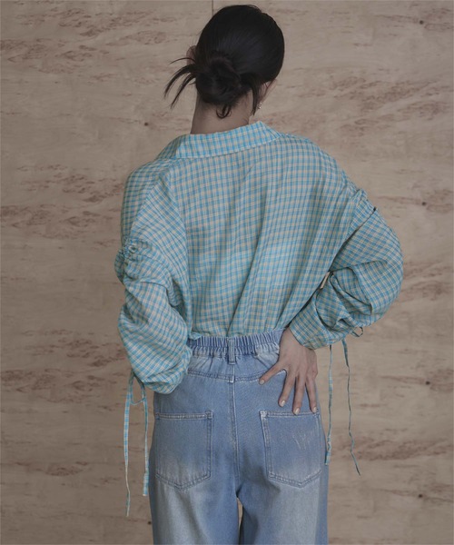 miette(ミエット)の「ドロストスリーブシアーチェックシャツ(シャツ/ブラウス・レディース・ホワイト/イエロー/ブルー・FREE)」の15枚目の写真