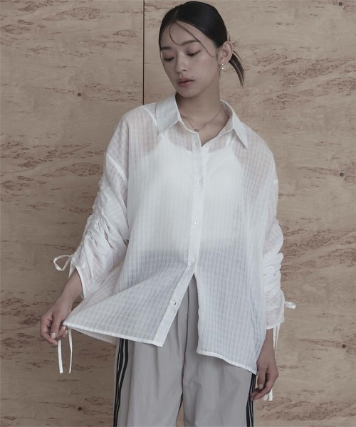 miette(ミエット)の「ドロストスリーブシアーチェックシャツ(シャツ/ブラウス・レディース・ホワイト/イエロー/ブルー・FREE)」の8枚目の写真