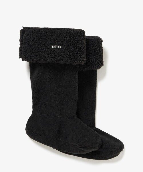 AIGLE（エーグル）の「カフ付きブーツ用ボアフリース ブーツウォーマー（ソックス/靴下・レディース・ホワイト/ブラック・XS/M/XL）」の2枚目の写真