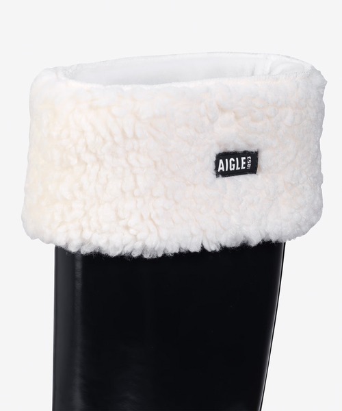 AIGLE（エーグル）の「カフ付きブーツ用ボアフリース ブーツウォーマー（ソックス/靴下・レディース・ホワイト/ブラック・XS/M/XL）」の7枚目の写真