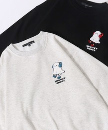 2026AW新柄 Flower ＆ Ghost Embroidery Sweat Shirt/フラワー ゴースト サガラ ワンポイント刺繍 オーバーサイズ トレーナー スウェット レディース メンズ