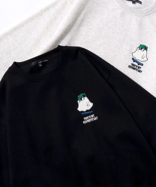 SITRY（シトリー）の「Flower ＆ Ghost Embroidery Sweat Shirt/フラワー ゴースト サガラ ワンポイント刺繍 オーバーサイズ トレーナー スウェット レディース メンズ（スウェット・メンズ・アッシュ/グレー系その他/ブラック/ブラック系その他/ブラック系その他2/グレー系その他3/グレー系その他2/ブラック系その他3・M/L）」の4枚目の写真