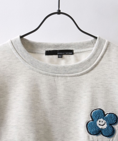 SITRY（シトリー）の「Flower ＆ Ghost Embroidery Sweat Shirt/フラワー ゴースト サガラ ワンポイント刺繍 オーバーサイズ トレーナー スウェット レディース メンズ（スウェット・メンズ・アッシュ/グレー系その他/ブラック/ブラック系その他/ブラック系その他2/グレー系その他3/グレー系その他2/ブラック系その他3・M/L）」の10枚目の写真