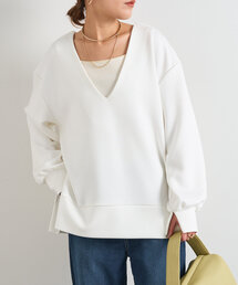 un dix cors | ダンボール深Vスリットプルオーバー(Tシャツ/カットソー)