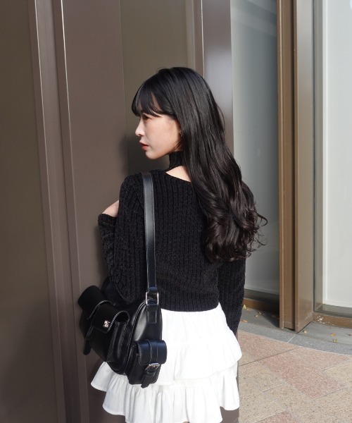 mellowneon(メロウネオン)の「ベロアチョーカーセットトップス(Tシャツ/カットソー・レディース・アイボリー/ブラック/チャコールグレー・FREE)」の12枚目の写真