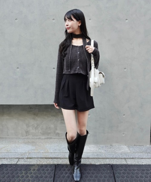 mellowneon(メロウネオン)の「ベロアチョーカーセットトップス(Tシャツ/カットソー・レディース・アイボリー/ブラック/チャコールグレー・FREE)」の18枚目の写真