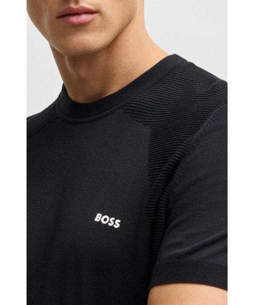 BOSS(ボス)の「アクティブ コットンブレンド Tシャツ ミックスストラクチャー(Tシャツ/カットソー・メンズ・ダークブルー/ベージュ・XL/M/S/L/XS/XXL)」の3枚目の写真