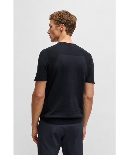 BOSS(ボス)の「アクティブ コットンブレンド Tシャツ ミックスストラクチャー(Tシャツ/カットソー・メンズ・ダークブルー/ベージュ・XL/M/S/L/XS/XXL)」の4枚目の写真