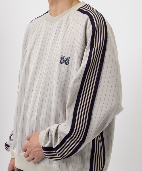Needles(ニードルス)の「【NEEDLES/ニードルズ】〈別注〉 Track Crew Neck Shirt - Poly Jq / Braiding(スウェット・メンズ・ブラック/グレイッシュベージュ・S/M/L)」の3枚目の写真