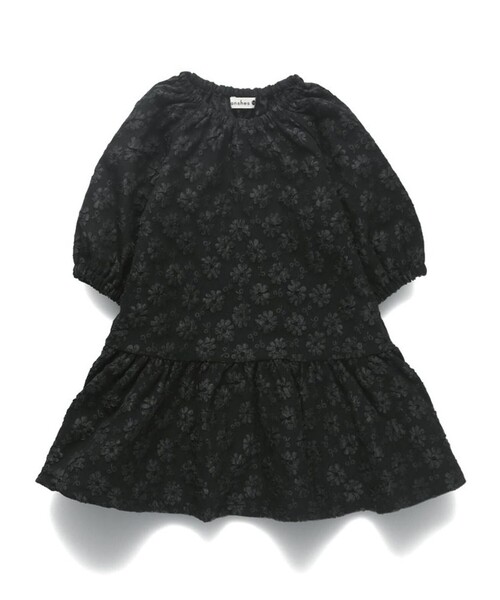 BRANSHES（ブランシェス）の「【b.+A】金子綾/膨れジャガードワンピース（ワンピース・キッズ・ブラック/オフホワイト・90/100/110/120/130/140/150）」の2枚目の写真
