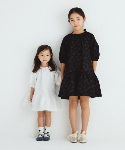 BRANSHES（ブランシェス）の「【b.+A】金子綾/膨れジャガードワンピース（ワンピース・キッズ・ブラック/オフホワイト・90/100/110/120/130/140/150）」の16枚目の写真